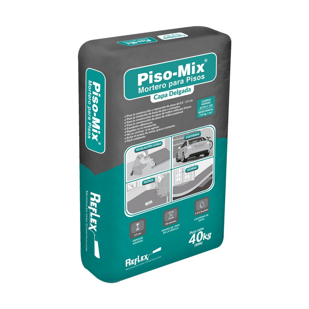 Cemento mortero para piso - mix capa delgada 40 Kg REFLEX